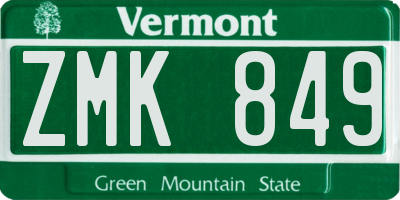 VT license plate ZMK849
