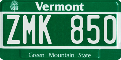 VT license plate ZMK850