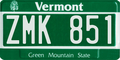 VT license plate ZMK851