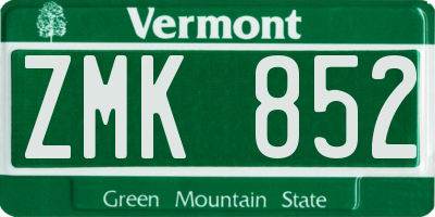 VT license plate ZMK852
