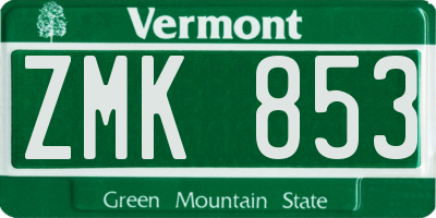 VT license plate ZMK853