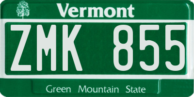 VT license plate ZMK855