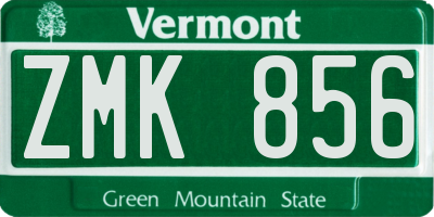 VT license plate ZMK856