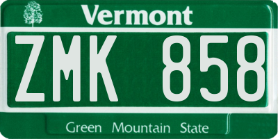 VT license plate ZMK858