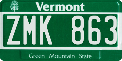 VT license plate ZMK863