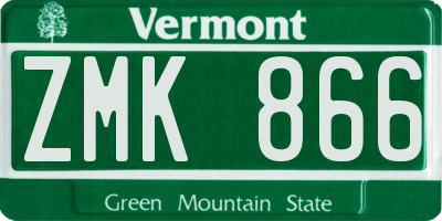 VT license plate ZMK866