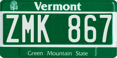 VT license plate ZMK867