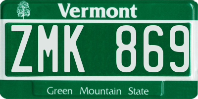 VT license plate ZMK869