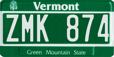 VT license plate ZMK874