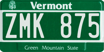 VT license plate ZMK875