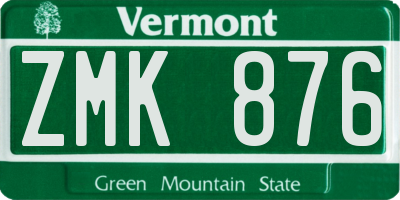 VT license plate ZMK876