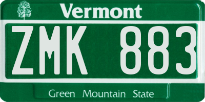 VT license plate ZMK883
