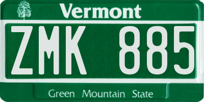 VT license plate ZMK885