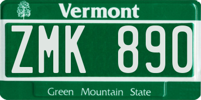 VT license plate ZMK890