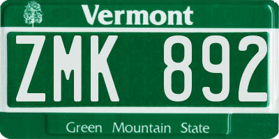 VT license plate ZMK892