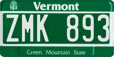 VT license plate ZMK893