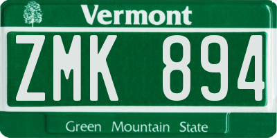 VT license plate ZMK894