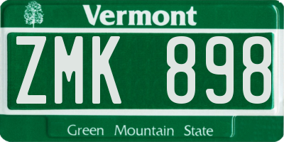 VT license plate ZMK898