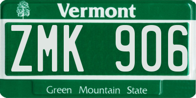 VT license plate ZMK906