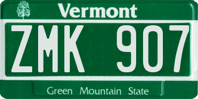 VT license plate ZMK907