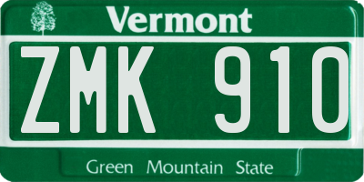 VT license plate ZMK910