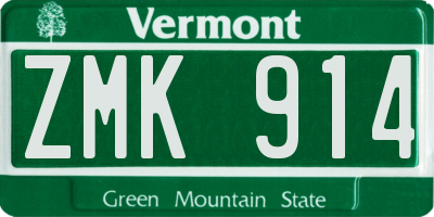 VT license plate ZMK914
