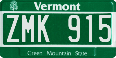 VT license plate ZMK915