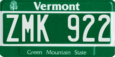 VT license plate ZMK922