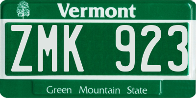 VT license plate ZMK923