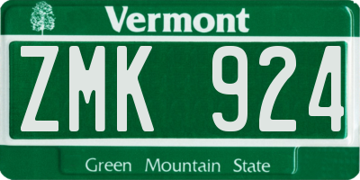 VT license plate ZMK924