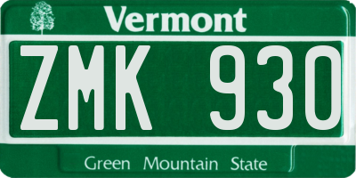 VT license plate ZMK930