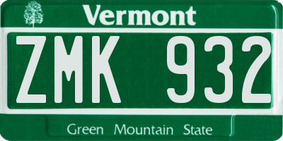 VT license plate ZMK932