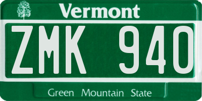 VT license plate ZMK940