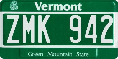 VT license plate ZMK942