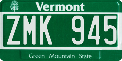 VT license plate ZMK945