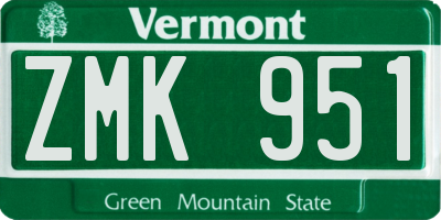 VT license plate ZMK951