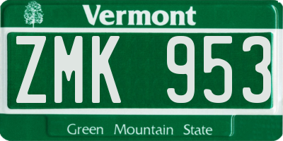 VT license plate ZMK953