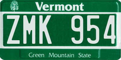 VT license plate ZMK954