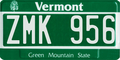 VT license plate ZMK956