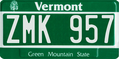 VT license plate ZMK957