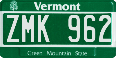 VT license plate ZMK962
