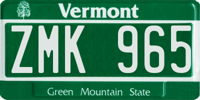 VT license plate ZMK965