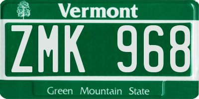 VT license plate ZMK968
