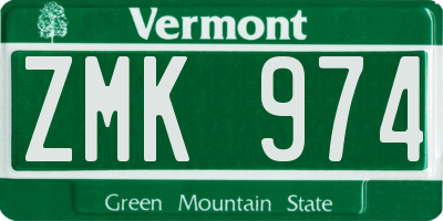 VT license plate ZMK974