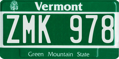 VT license plate ZMK978