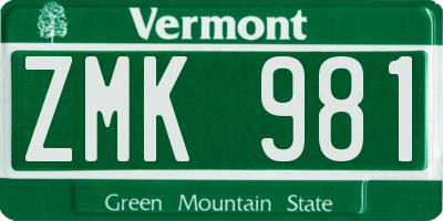 VT license plate ZMK981