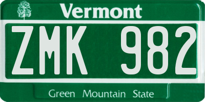 VT license plate ZMK982