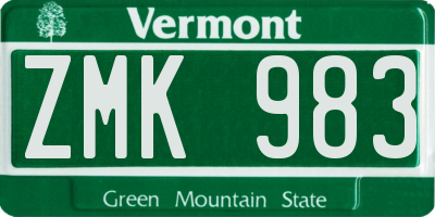 VT license plate ZMK983