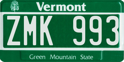 VT license plate ZMK993