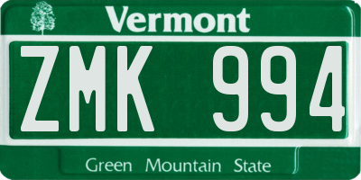 VT license plate ZMK994